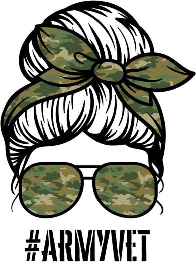 Army Vet Armyvet Messy Bun Camouflage 'S Veteran Gift Women's T-Shirt