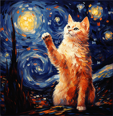 Art Van Gogh Starry Night Cat Gifts For Cats Lover Mom Dad Backpack