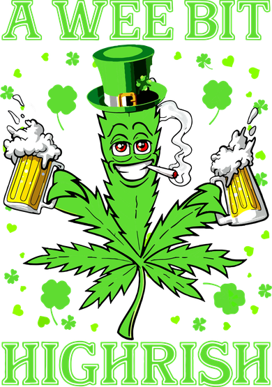 A Wee Bit Highrish Funny 420 Weed Marijuana St Patricks Day Kids Hoodie