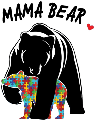 Autism Awareness Moma Bear Santa Hat
