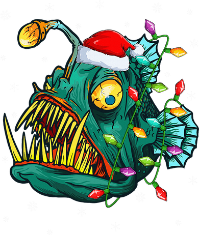Anglerfish Xmas Lighting Reindeer Hat Anglerfish Christmas Mousepad