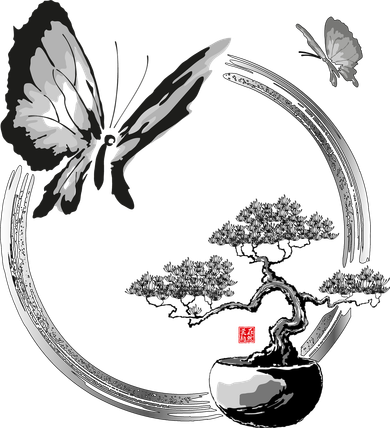 Butterflies And Bonzai Tree Japanese Ink Kids Hoodie