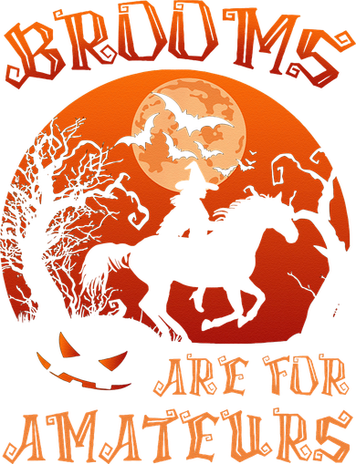 Brooms Are For Amateurs Witch Riding Horse Halloween Women Kids T-Shirt