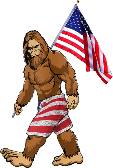 Bigfoot American Flag Gifts 4th July Sasquatch Believe Kids Hat
