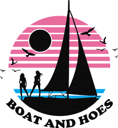 Boats And Hoes Retro Sunset Funny Button