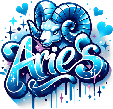 Blue Aries Zodiac Star Sign Button