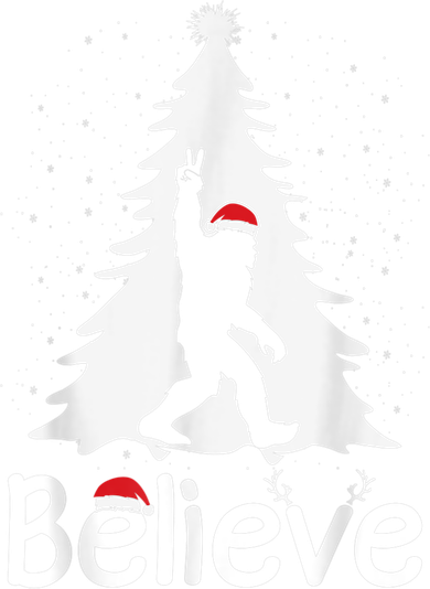 Believe Bigfoot Christmas Yetti Funny Xmas Tree Sasquatch Kids Hoodie