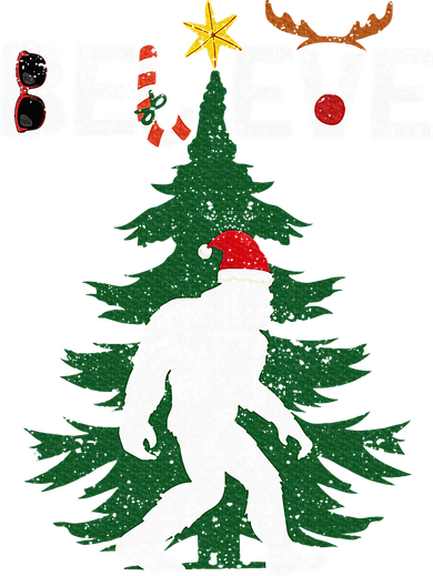 Believe Bigfoot Sasquatch Yeti Santa Hat Christmas Pajamas Kids T-Shirt
