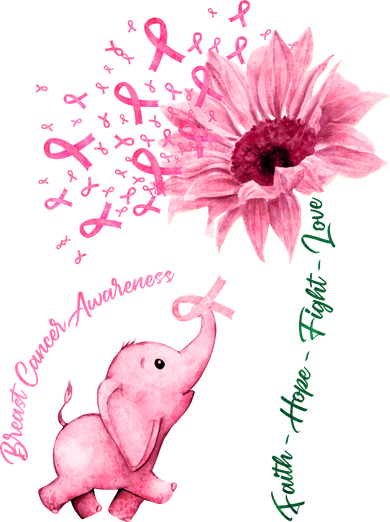 Breast Cancer Awareness Sunflower Elephant Pink Ribbon Baby Bodysuit