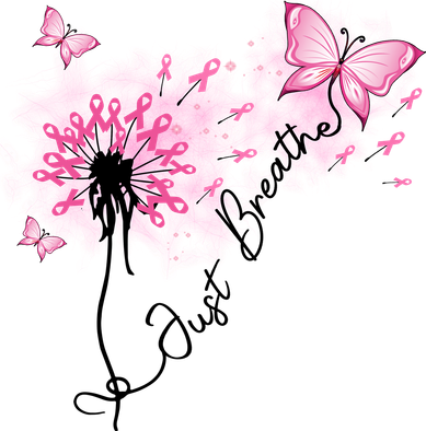 Breast Cancer Awareness Just Breathe Dandelion Pink Ribbon Butterfly Tote Bag