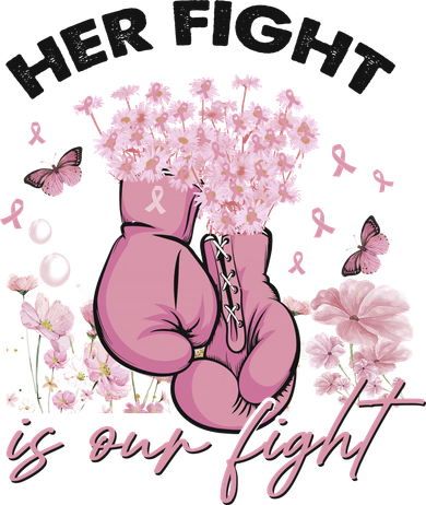 Breast Cancer Awareness Her Fight Is Our Fight Pink Ribbon Boxing Gloves Button