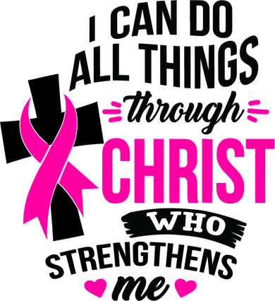 Breast Cancer I Can Do All Things Through Christ Awareness Kids Sweatshirt