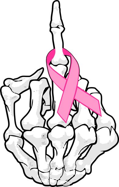 Breast Cancer Skeleton Middle Finger Ribbon Coaster