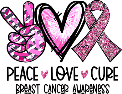 Breast Cancer Peace Love Cure Pink Ribbon Awareness Baby Bodysuit
