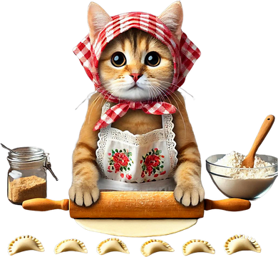 Babushka Cat Pierogi Making Polish Cat Women's Hoodie