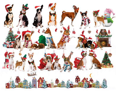 Basenji Christmas Snow Layers Santa Dog Ugly Xmas Gift Coaster