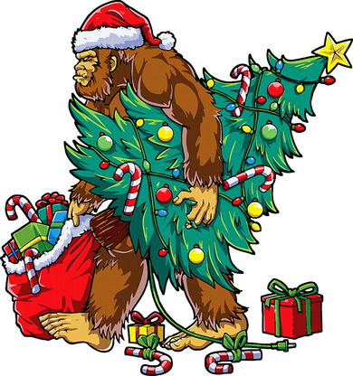 Bigfoot Christmas Tree Lights Xmas Long Sleeve Shirt