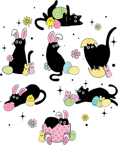 Black Cat With Bunny Eggs Happy Easter Day Matching Tote Bag