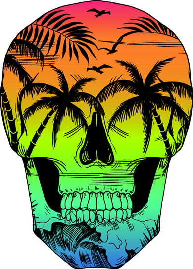 Beach Abstract Skull Button