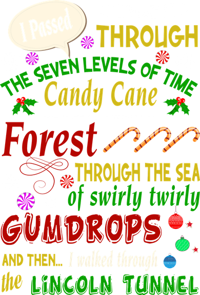 Buddy Funny Elf Christmas Candy Cane Forest, Sea Of Swirly Twirly Gum Drops, An Doggie Tank