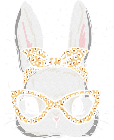 Bunny Face Leopard Glasses Headband Happy Easter Day Women's Button