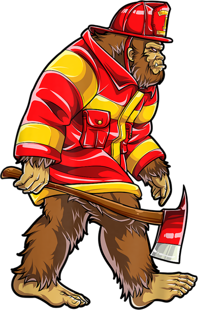 Bigfoot Firefighter Men Thin Red Line Sasquatch Lover Long Sleeve Shirt