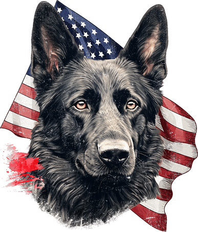 Black German Shepherd 4th Of July Dog Lover American Flag Toddler T-Shirt