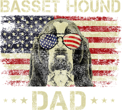 Basset Hound Dad Dog Lovers American Flag 4th Of July Button