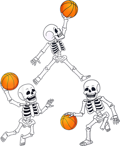 Basketball Halloween Skeleton Dunking Dribble Boys Teen Button