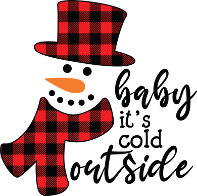 Baby It's Cold Outside Snowman Buffalo Plaid Pajama Xmas Gift Button