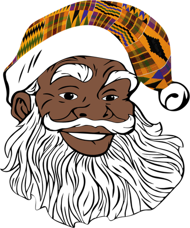 Black Jolly Santa African American Santa Kente Gift Kids T-Shirt