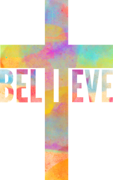 Colorful Believe Christian Cross Baby Bodysuit
