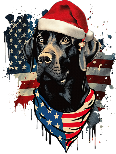Black Lab Labrador Vintage Santa Christmas Pajama Dog Xmas Women's Long Sleeve Shirt