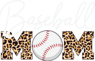 Baseball Mom - Leopard Print Cursive Script Hoodie