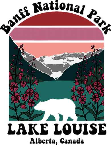 Banff National Park Lake Louise Retro Floral Mountain Coaster