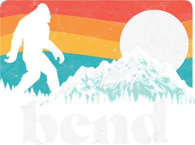 Bend Oregon Retro Bigfoot Mountains Women's Long Sleeve Shirt