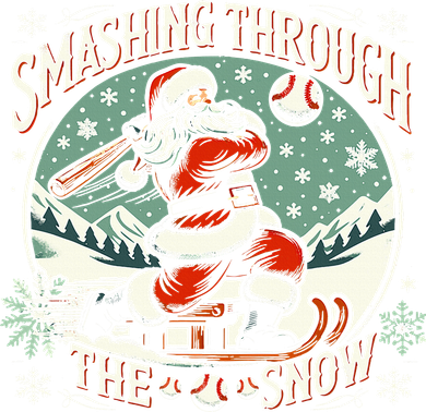 Baseball Player Christmas Santa Smashing Through The Snow  Santa Hat