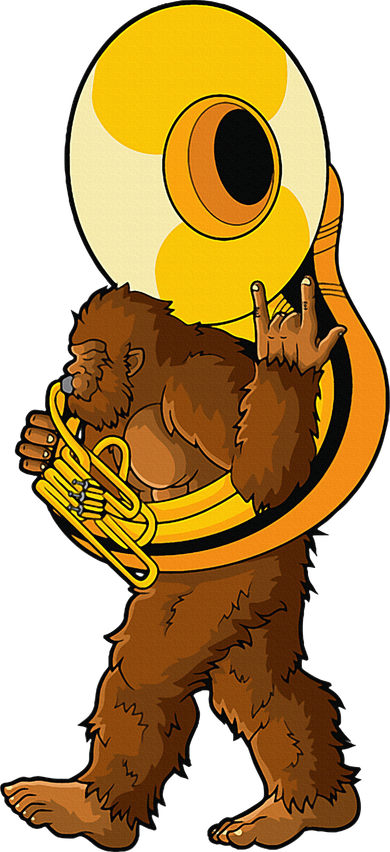 Bigfoot playing sousaphone instrument tuba Women's Long Sleeve Shirt