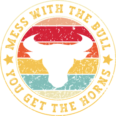 Bull Rider Cowboys Mess With The Bull YouLl Get The Horns Bucket Hat