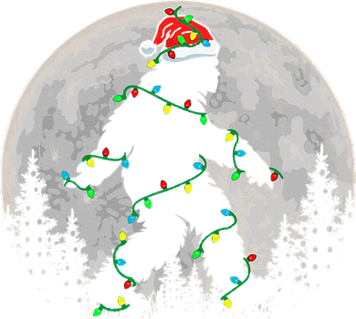 Bigfoot Santa Christmas Tree Lights Xmas Sasquatch Kids Long Sleeve Shirt