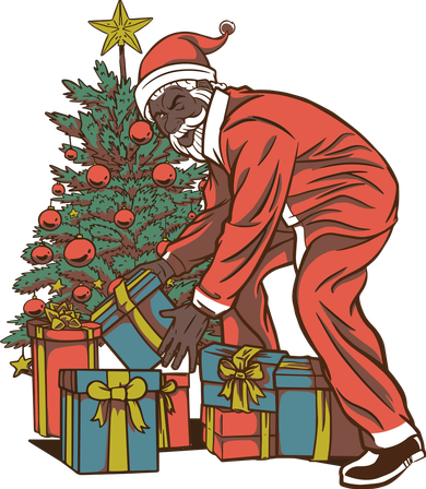 Black Santa Claus Funny Christmas Gift Kids T-Shirt