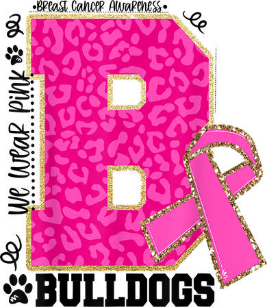 Bulldogs School Spirit Game Day We Wear Pink Breast Cancer Baby Bodysuit