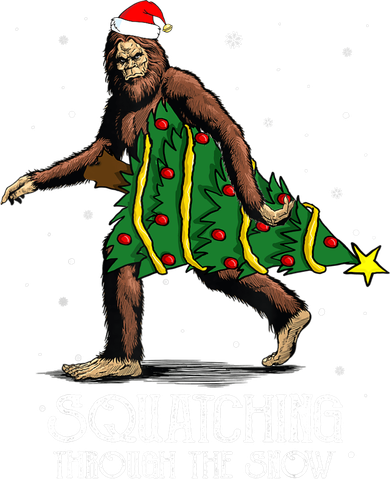 Bigfoot Squatching Through The Snow Christmas Tree Sasquatch Women's Tank Top