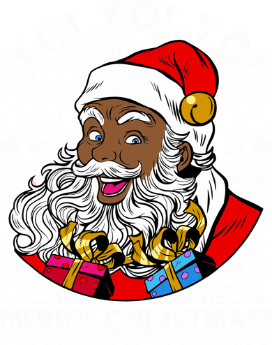 Yo Yo Yo Ho Ho Ho Black Santa Claus Ugly Christmas Kids T-Shirt