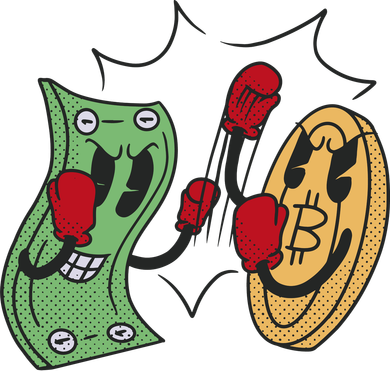 Bitcoin Vs Money Boxing Fight Doggie Tank