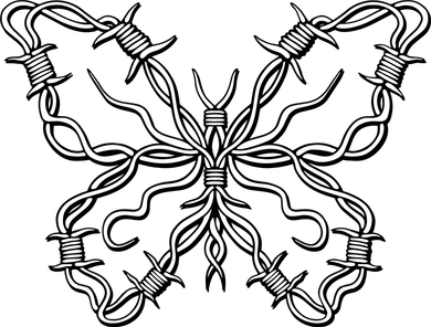 Barbed Wire Butterfly Kids Long Sleeve Shirt