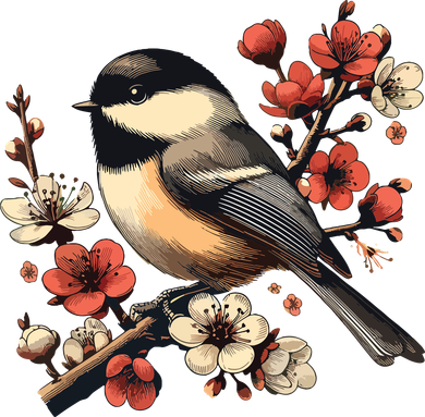 Bird Watching Nature Animal Vintage Blossom Chickadee Women's Sweatshirt