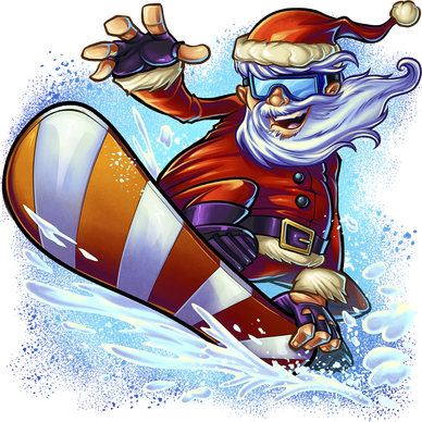 Santa Snowboard Bucket Hat