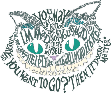 Cheshire Alice Cat We're All Mad Here Wonderland Gift Doggie Tank