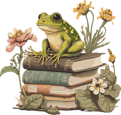 Cottagecore Aesthetic Frog Reading Book Mushroom Lover Toddler Long Sleeve